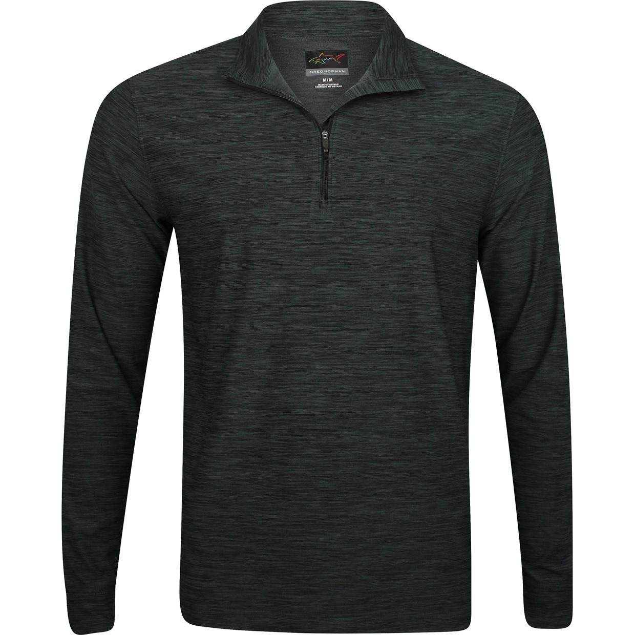 Greg Norman 1/4-Zip Heathered Mock Outerwear Apparel XL Black Heather at GlobalGolf.com